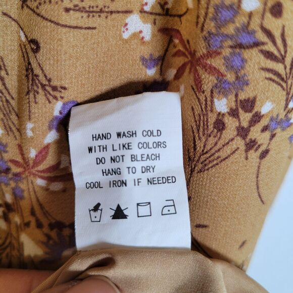 Code Mode Womens Tiered Floral Midi Dress Size Medium Brown Prairie Trad Wife - Picture 7 of 10